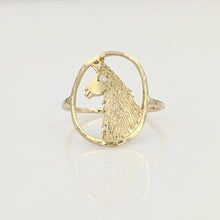 Load image into Gallery viewer, Llama Head Open View Ring - 14K Yellow Gold with Diamond eye accent
