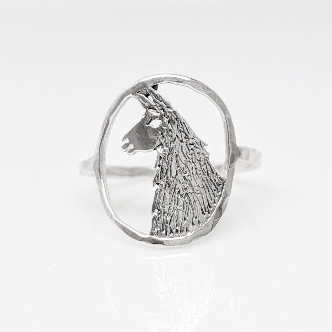 Llama Head Open View Ring - Sterling Silver 