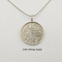 Load image into Gallery viewer, Alpaca Huacaya Head Coin Pendant - 14K White Gold