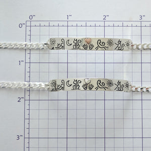 Sizing grid Shown with the Cat Icon ID Bracelet (Not Alpaca or Llama) 