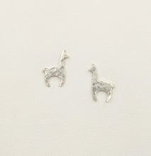 Load image into Gallery viewer, Llama Crescent Earrings Petite - Hammered texture, Sterling Silver on Posts