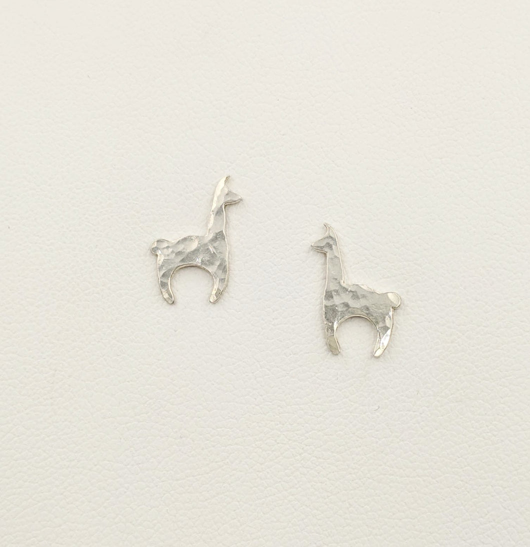 Llama Crescent Earrings Petite - Hammered texture, Sterling Silver on Posts