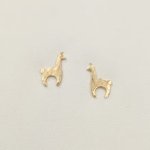 Load image into Gallery viewer, Llama Crescent Earrings Petite - Hammered texture, 14K Yellow Gold on Posts
