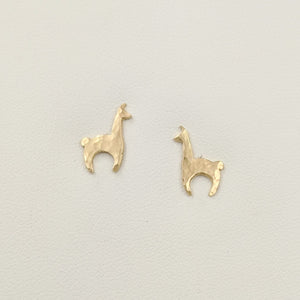 Llama Crescent Earrings Petite - Hammered texture, 14K Yellow Gold on Posts