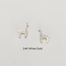 Load image into Gallery viewer, Llama Crescent Earrings Petite - Hammered texture, 14K White Gold on Posts