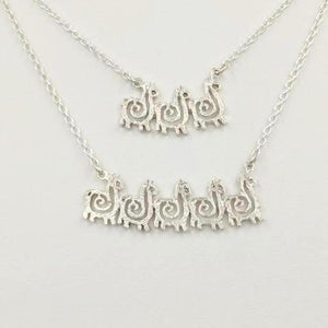 Alpaca or Llama Compact Spiral Bar Necklace  - 3 animal Necklace and 5 animal Necklace Sterling Silver