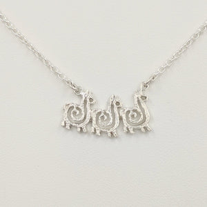 Alpaca or Llama Compact Spiral Bar Necklace - 3 animal Necklace  Sterling Silver