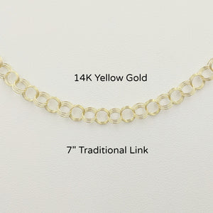 14K Yellow Gold Traditional Link Charm Bracelet