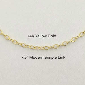 14K Yellow Gold Modern Simple Link Charm Bracelet