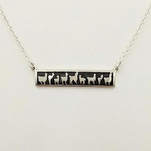 Llama Herd Line Bar Necklace - Sterling Silver