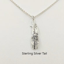 Load image into Gallery viewer, Viewed from behind  Silver Swoosh Tush Llama Pendant - with a Sterling Silver tail