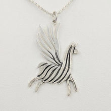 Load image into Gallery viewer, Alpaca or Llama Winged Soaring Spirit Pendant - Sterling Silver Animal fiber finish