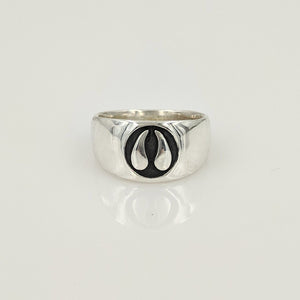 Alpaca or Llama Passion Print Signet Ring in Sterling Silver  10mm wide smooth and shiny texture
