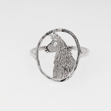 Load image into Gallery viewer, Llama Head Open View Ring - 14K White Gold with Diamond eye accent