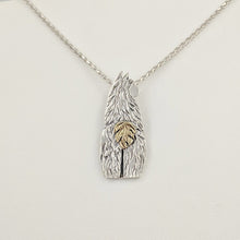 Load image into Gallery viewer, Alpaca Huacaya Swoosh Tush Pendant - View from the back; tail actually moves - Sterling Silver Alpaca with 14K Yellow Gold Tail