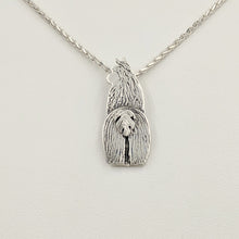 Load image into Gallery viewer, Alpaca Huacaya Swoosh Tush Pendant - View from the back; tail actually moves - Sterling Silver Alpaca with Sterling Silver Tail