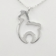 Load image into Gallery viewer, Alpaca Huacaya Open Silhouette Pendant -  smooth finish sterling silver