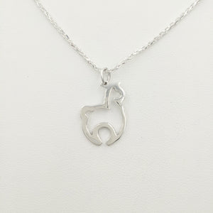Alpaca Huacaya Open Silhouette Pendant - smooth finish sterling silver