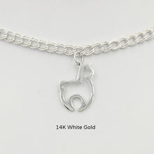 Load image into Gallery viewer, Alpaca Huacaya Open Silhouette Charm - smooth finish 14K white gold