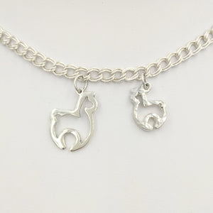 Alpaca Huacaya Open Silhouette Charm Hammered and smooth finishes Sterling Silver -2 sizes