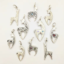 Load image into Gallery viewer, A Variety of Hand Engraved Huacaya and Suri Alpaca Crescent Pendants with and without Faceted Gemstones  - Sterling Silver