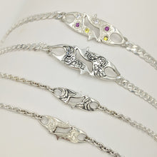 Load image into Gallery viewer, Various Hand Engraved ID Bracelets with or without Faceted Gemstones - Sterling Silver