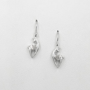 Alpaca or Llama Spirit Crescent Earrings with Heart Accents - Sterling Silver 