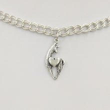 Load image into Gallery viewer, Alpaca or Llama Spirit Crescent Charm with Heart Accent - Sterling Silver