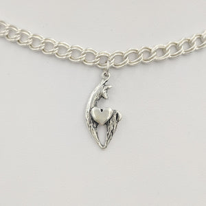 Alpaca or Llama Spirit Crescent Charm with Heart Accent - Sterling Silver
