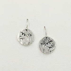 Alpaca Suri Relic Coin Earrings - On French Wires, Sterling Silver