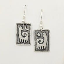 Load image into Gallery viewer, Alpaca or Llama Reflection Petroglyph Square Earrings - Sterling Silver on french wires