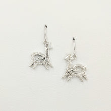 Load image into Gallery viewer, Alpaca or Llama Petite Leaping Earrings with spirals  Sterling Silver on French wires