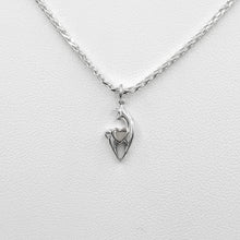 Load image into Gallery viewer, Alpaca or Llama Spirit Crescent Pendants with Heart Accent - Sterling Silver Animal with Sterling Silver heart accent