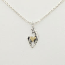 Load image into Gallery viewer, Alpaca or Llama Spirit Crescent Pendants with Heart Accent - Sterling Silver Animal with 14K ellow Gold heart accent