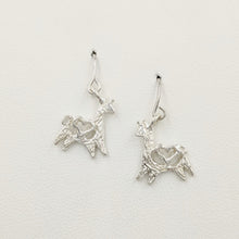 Load image into Gallery viewer, Alpaca or Llama Petite Leaping Earrings  with hearts Sterling Silver on French wires