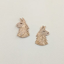 Load image into Gallery viewer, Llama Head Silhouette Earrings  14K Rose Gold on Posts