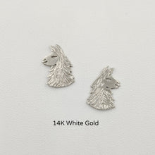 Load image into Gallery viewer, Llama Head Silhouette Earrings  14K White Gold on Posts