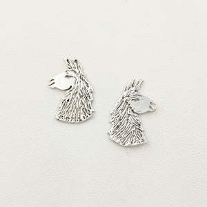 Llama Head Earrings Without Pearl Dangle - Sterling Silver on Posts