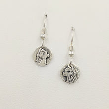 Load image into Gallery viewer, Alpaca Huacaya Head Super Petite Coin Earrings - On French Wires; Sterling Silver