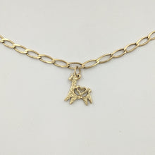 Load image into Gallery viewer, Alpaca or Llama Petite Leaping Charm - with heart  14K Yellow Gold