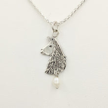 Load image into Gallery viewer, Llama Head Pendant with Freshwater Pearl Dangle  Sterling Silver