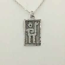 Load image into Gallery viewer, Alpaca Or Llama Petroglyph Pendant  medium size  hammered texture with hand  partially oxidized  traditional bail  Sterling Silver