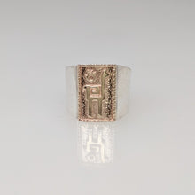 Load image into Gallery viewer, Alpaca or Llama Petroglyph Motif Rings with hand accent and decorative rim 14K Rose Gold accent piece