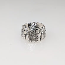 Load image into Gallery viewer, Alpaca Huacaya Tri-Head Silhouette Cigar Band Style Ring  - Sterling Silver