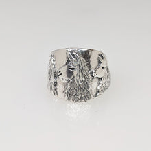 Load image into Gallery viewer, Llama Silhouette Cigar Band Style Ring - With 3 Heads, Sterling Silver