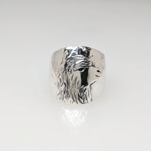 Load image into Gallery viewer, Alpaca Huacaya Single Head Silhouette Cigar Band Style Ring  - Sterling Silver