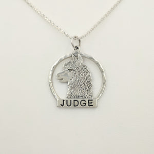 Alpaca Huacaya Judge Pendant - Hammered Rim; Sterling Silver
