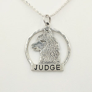 Alpaca Huacaya Judge Pendant - Hammered Rim; Sterling Silver