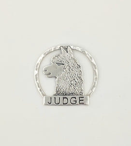 Alpaca Huacaya Judge Pin - Hammered Rim; Sterling Silver