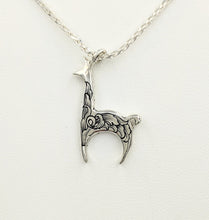Load image into Gallery viewer,  Hand Engraved Llama Crescent Pendant - Sterling Silver